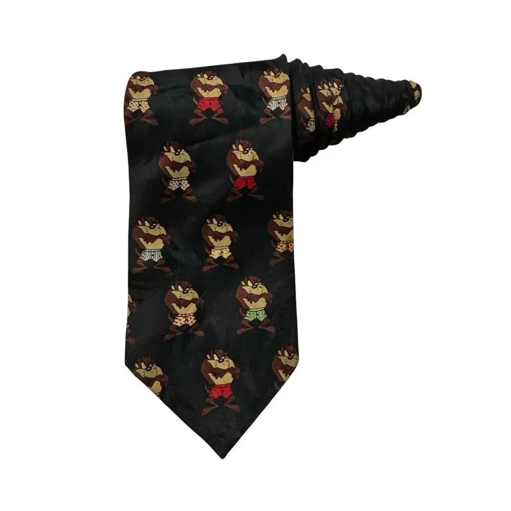 Looney Times Mania Taz In Boxer Shorts Cartoon Vintage Necktie 100% Polyester